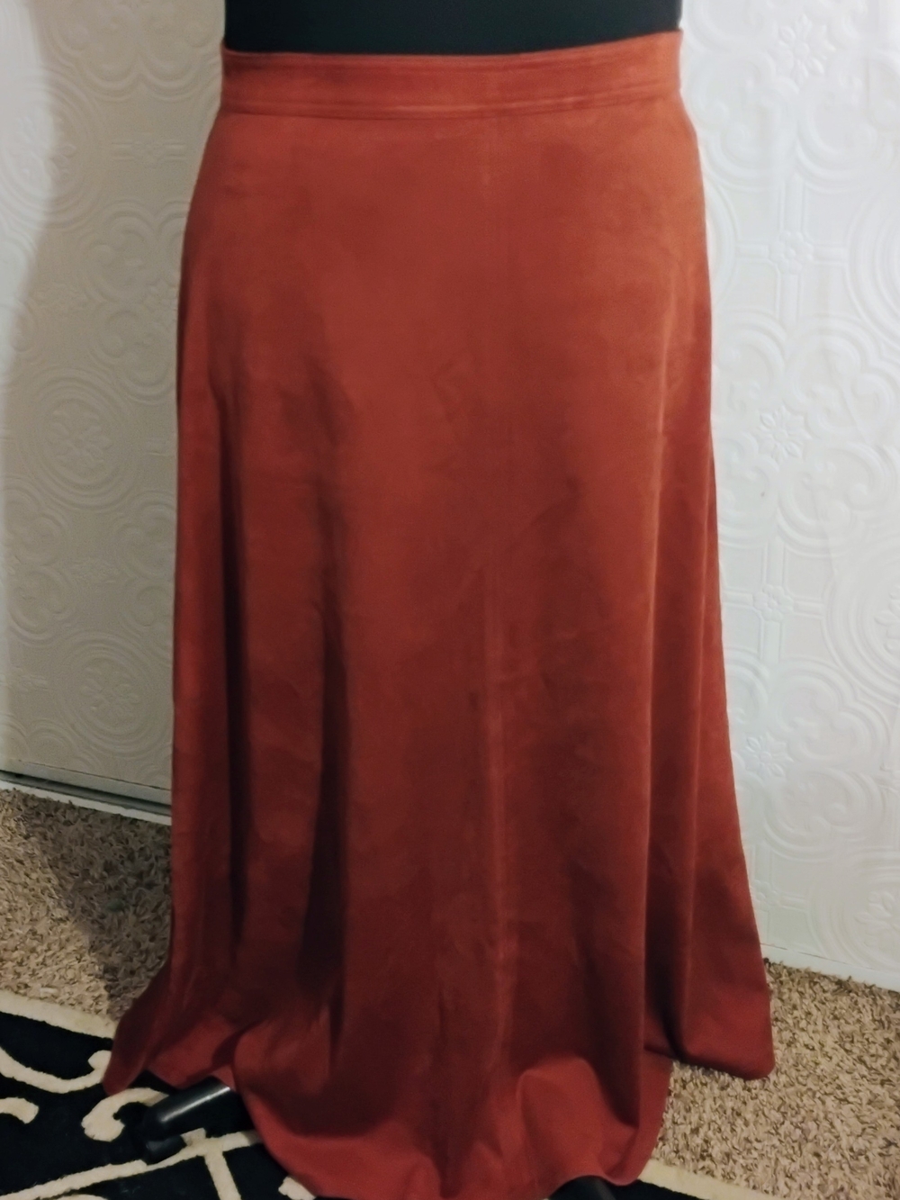 Vince Camuto Rust Burgundy Faux Suede Maxi Skirt